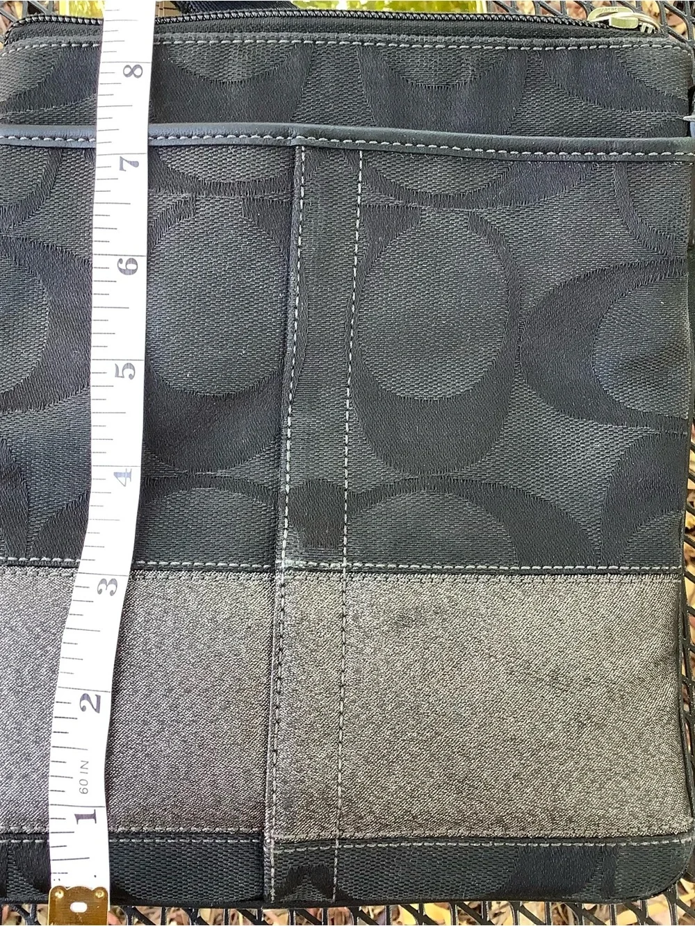 Coach Black Signature Messenger with Metallic Accent
